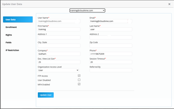 Udate User Data - User Data