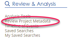 Review Project Metadata